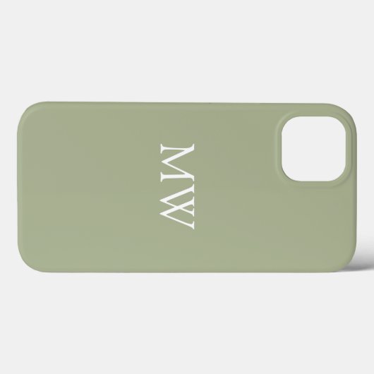 Sage Green Monogram Initialen Trendy Boho Case-Mate iPhone Case (Achterkant (horizontaal))