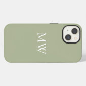 Sage Green Monogram Initialen Trendy Boho iPhone Hoesje (Achterkant horizontaal)