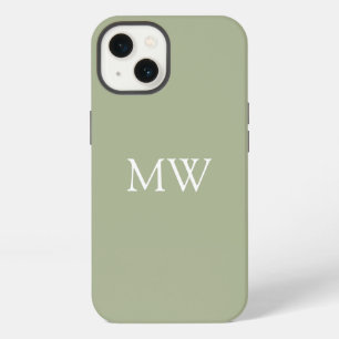 Sage Green Monogram Initialen Trendy Boho iPhone 13 Hoesje