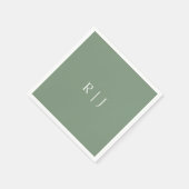 Sage Green Monogram Initialen Verloving bruiloft Servet (Hoek)