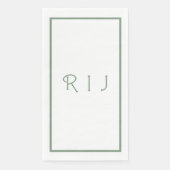 Sage Green Monogram Initialen Verloving bruiloft Servet (Voorkant)