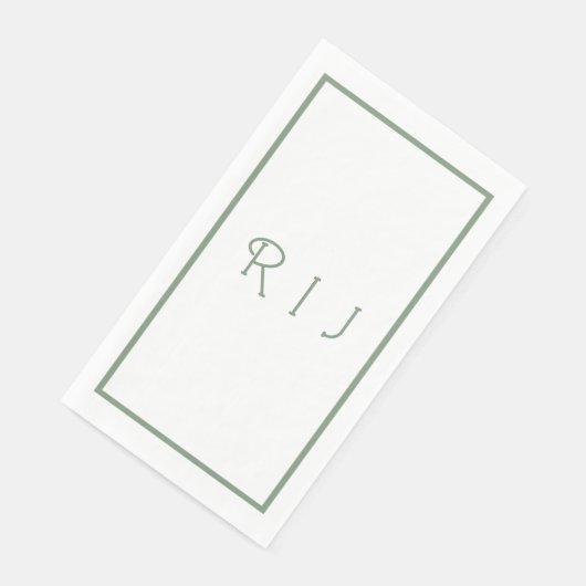 Sage Green Monogram Initialen Verloving bruiloft Servet (Hoek)