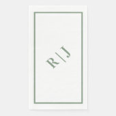 Sage Green Monogram Initialen White Script Wedding Servet (Voorkant)