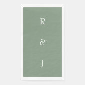 Sage Green Monogram Initialen Wit Elegant Huwelijk Servet (Voorkant)