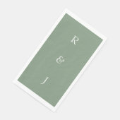 Sage Green Monogram Initialen Wit Elegant Huwelijk Servet (Hoek)