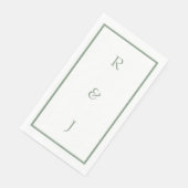 Sage Green Monogram Initialen Witte Trendy Huwelij Servet (Hoek)