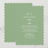 Sage Green Monogram Initials Classy Simple Wedding Kaart (Voorkant / Achterkant)
