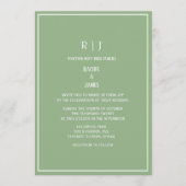 Sage Green Monogram Initials Elegant Wedding Kaart (Voorkant)