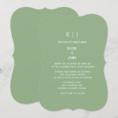 Sage Green Monogram Initials Trendy Wedding Kaart (Voorkant / Achterkant)