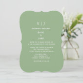 Sage Green Monogram Initials Trendy Wedding Kaart (Staand voorkant)