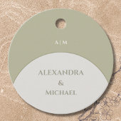 Sage Green Monogram Japandi Huwelijk Bedankt Bedankjes Labels