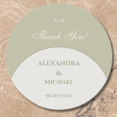 Sage Green Monogram Japandi Huwelijk Bedankt Ronde Sticker