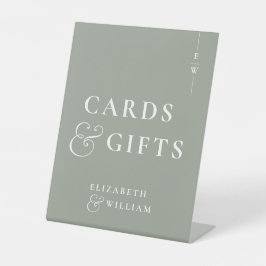 Sage Green Monogram Kaarten en geschenken Reclamebord Met Voetstuk