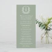 Sage Green Monogram Kreeft Trouwprogramma (Staand voorkant)
