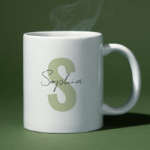 Sage Green Monogram Letter Kalligrafie Naam