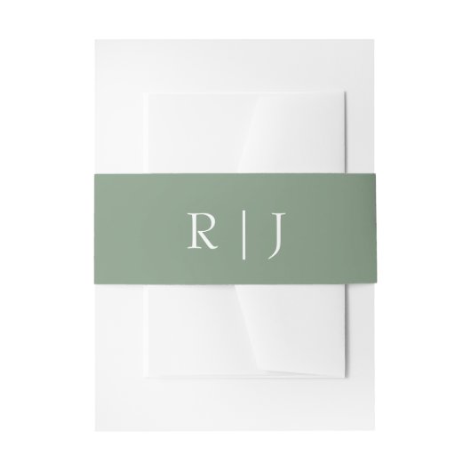 Sage Green Monogram Letters Verloving Trouwen Uitnodigingen Wikkel (Voorkant Voorbeeld)
