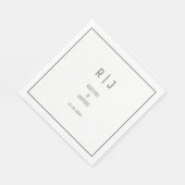 Sage Green Monogram Minimale Elegante Moderne Huwe Servet (Hoek)