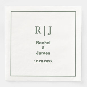 Sage Green Monogram Minimale Elegante Moderne Huwe Servet