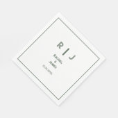 Sage Green Monogram Minimale Elegante Trendy Huwel Servet (Hoek)