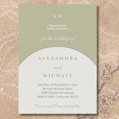 Sage Green Monogram Minimalistische Japanse bruilo Kaart