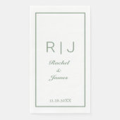 Sage Green Monogram Naam Elegant Minimal Wedding Servet (Voorkant)