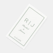 Sage Green Monogram Naam Elegant Minimal Wedding Servet (Hoek)