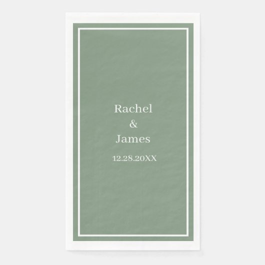 Sage Green Monogram Naam Elegant Modern Wedding Servet (Voorkant)