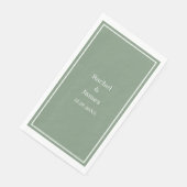 Sage Green Monogram Naam Elegant Modern Wedding Servet (Hoek)