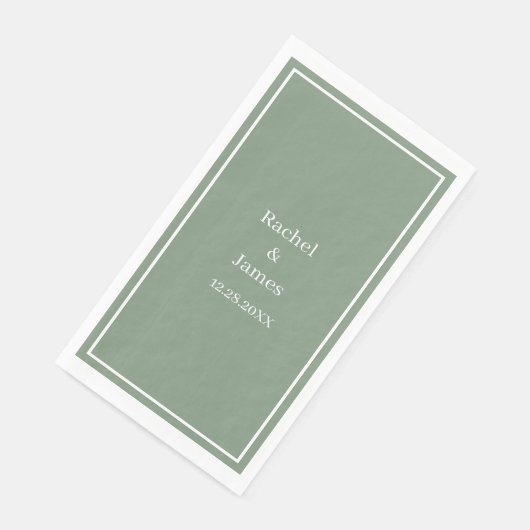 Sage Green Monogram Naam Elegant Modern Wedding Servet (Hoek)