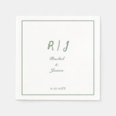 Sage Green Monogram Naam Elegant Script Wedding Servet (Voorkant)