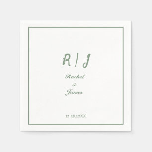Sage Green Monogram Naam Elegant Script Wedding Servet