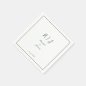 Sage Green Monogram Naam Elegant Script Wedding Servet (Hoek)