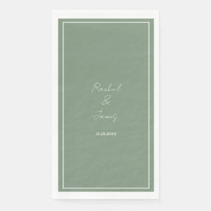 Sage Green Monogram Naam Elegant Script Wedding Servet