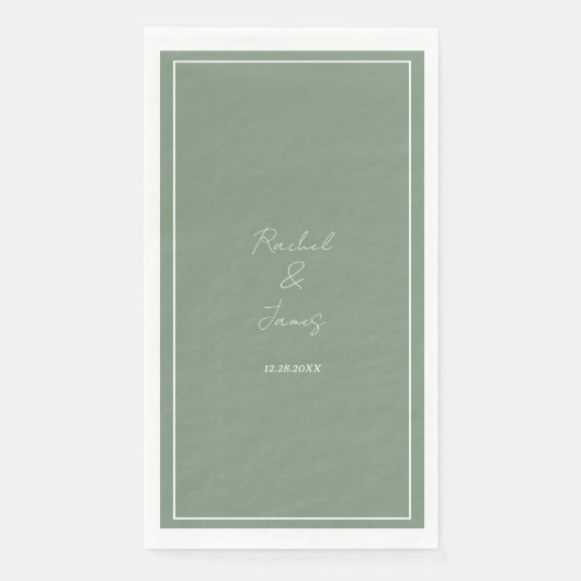 Sage Green Monogram Naam Elegant Script Wedding Servet (Voorkant)
