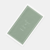Sage Green Monogram Naam Elegant Script Wedding Servet (Hoek)