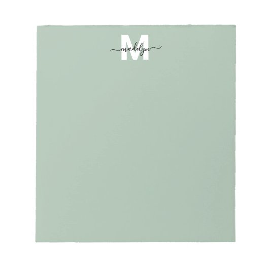 Sage Green Monogram Notitieblok (Voorkant)