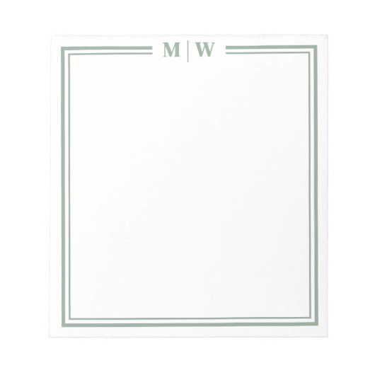 Sage Green Monogram Notitieblok (Voorkant)