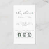 Sage Green Monogram Professionele Bloemkam Visitekaartje (Achterkant)