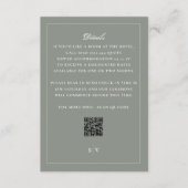 Sage Green Monogram QR CODE Elegant Wedding Informatiekaartje (Voorkant)