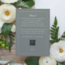 Sage Green Monogram QR CODE Elegant Wedding Informatiekaartje