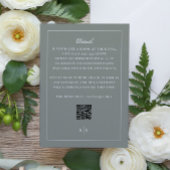 Sage Green Monogram QR CODE Elegant Wedding Informatiekaartje