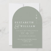 Sage Green Monogram QR Code Foto Wedding Arch Kaart (Voorkant)