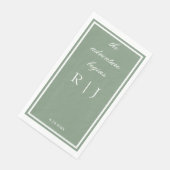 Sage Green Monogram Quote Script Text Wedding Servet (Hoek)