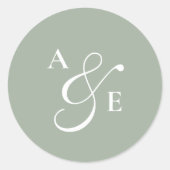 Sage Green Monogram Script Ampersand Wedding Ronde Sticker (Voorkant)