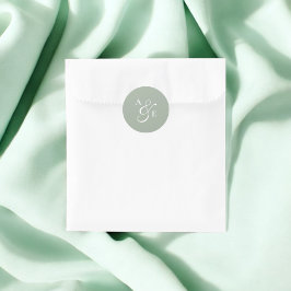 Sage Green Monogram Script Ampersand Wedding Ronde Sticker
