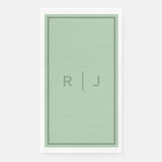 Sage Green Monogram Script Initialen Letter Weddin Servet (Voorkant)