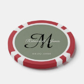 Sage Green Monogram Script Name Wedding  Poker Chips (Enkel)