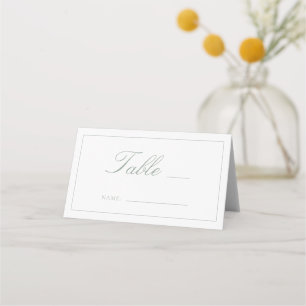 Sage Green Monogram Script Trouwtafel Nummer Plaatskaartje