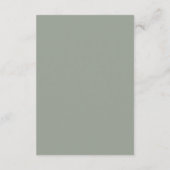 Sage Green Monogram Simple Weddenschap Details Informatiekaartje (Achterkant)