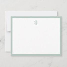 Sage Green Monogram Stationery Hartelijk dank Bedankkaart